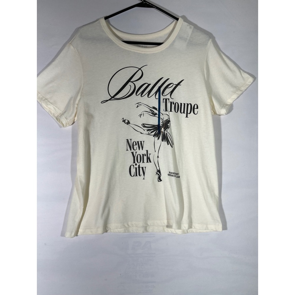 Zoe + Liv Ballet Troupe New York City Graphic Tee Women L Whisper White Dance